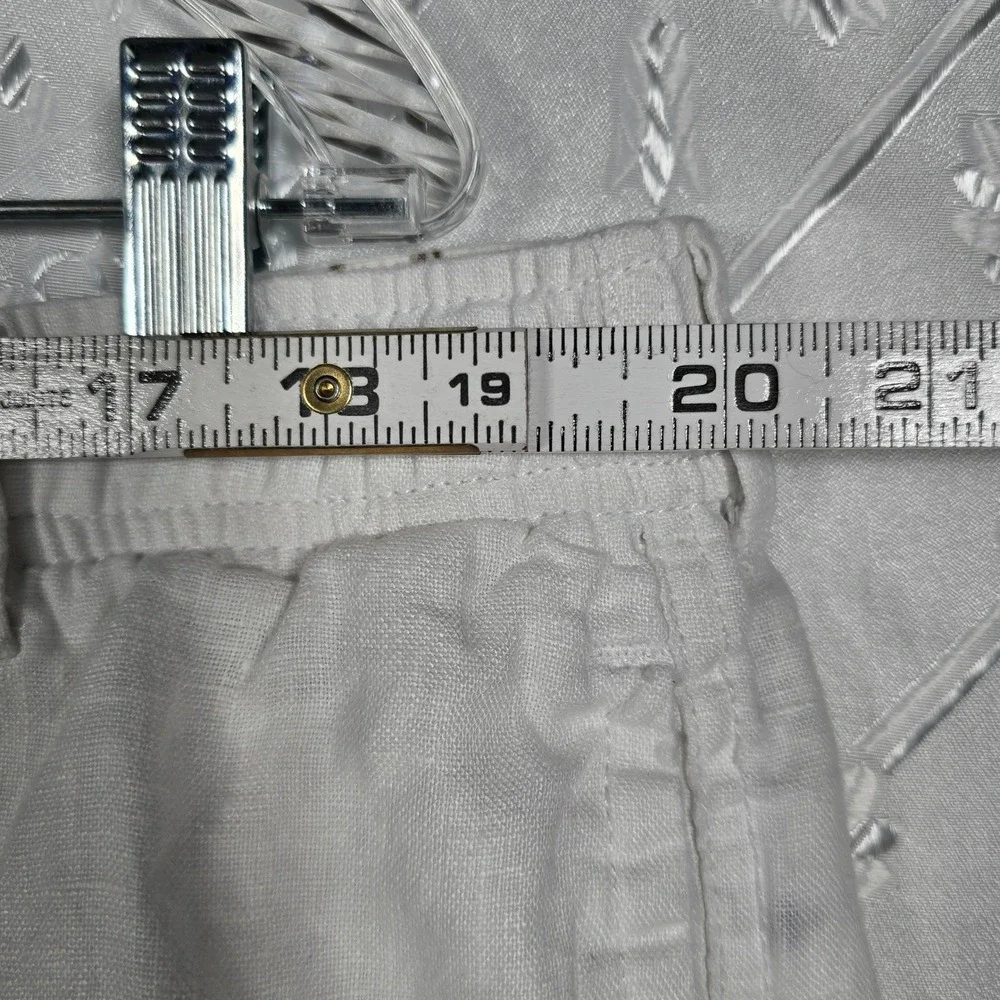 28 Palms White 100% Linen Pants Men XXL Flat Front Elastic Waist Casual Trousers